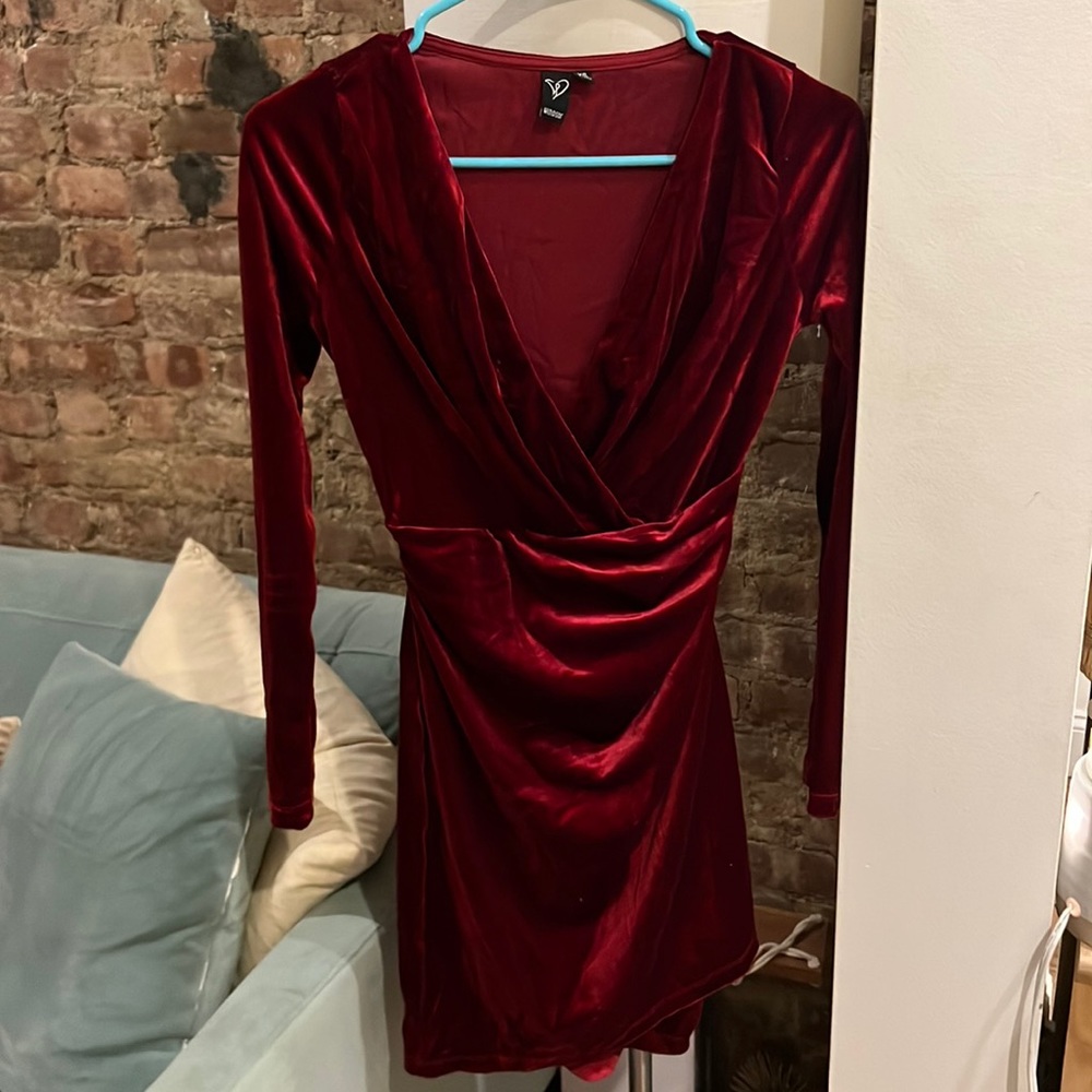 Maroon Long Sleeve Dress